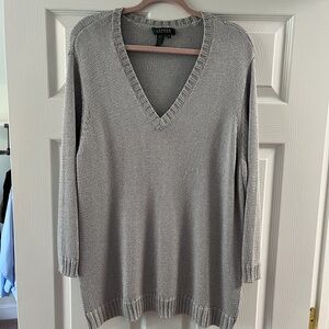 Ralph Lauren Silver V-Neck Knit Pullover